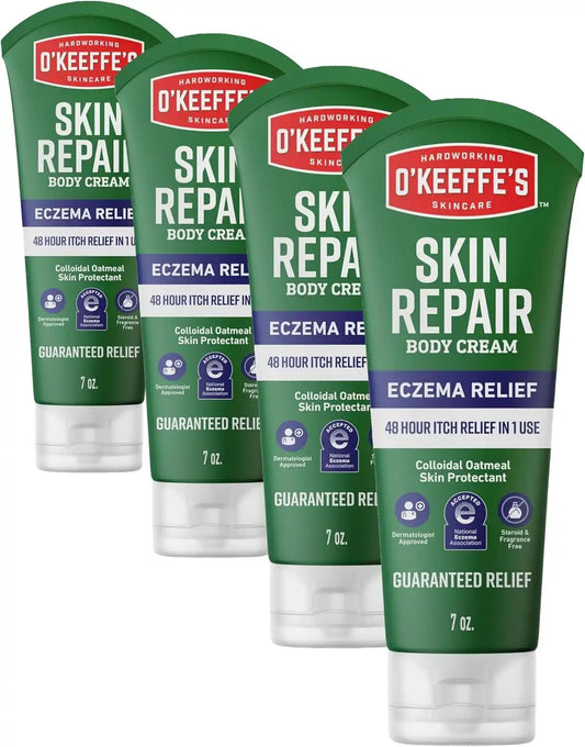 O’Keeffe’s Skin Repair Eczema Relief Body Cream, Tube, 7 Ounce (Pack of 4)