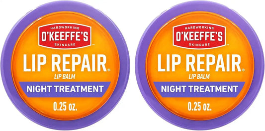 O'Keeffe's Lip Repair Night Treatment Lip Balm for Dry,Cracked Lips - 0.25 Ounce Jar - Moisturizer for Extremely Cracked,Dry Lips,(Pack of 4)