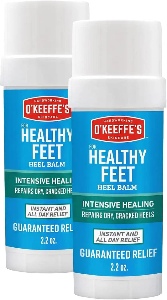 O'Keeffe's for Healthy Feet Intensive Healing Balm; Guaranteed Relief for Extremely Dry; Cracked Feet; Heel Balm that Instantly Fills Dry; Cracked Heels; 2.2oz Balm Stick, (Pack of 2)