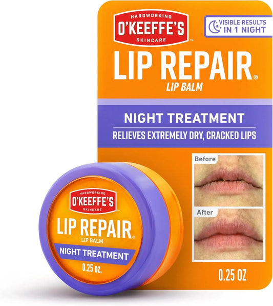 OKeeffes Lip Repair Night Treatment Balm, 0.25 oz Jar