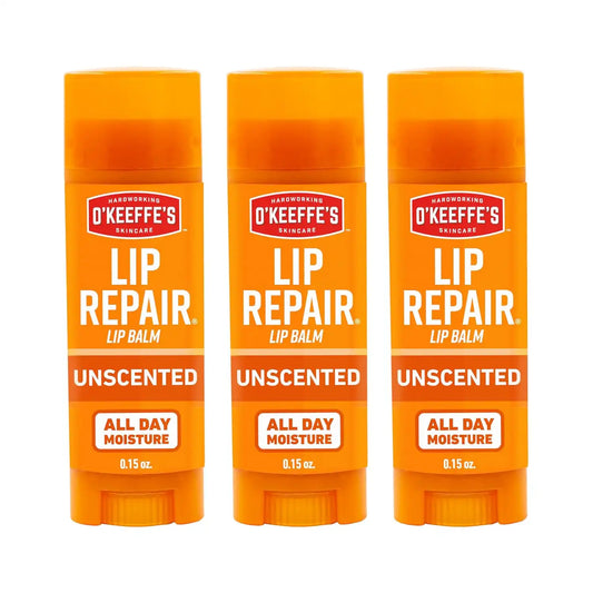 O'Keeffe's Lip Repair Unscented Balm, 3-Pack