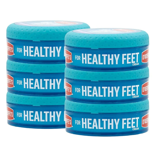O'Keeffe's for Healthy Feet Foot Cream; Guaranteed Relief for Extremely Dry; Cracked Feet; Instantly Boosts Moisture Levels; 3.2 Ounce Jar; (Pack of 6)