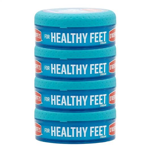 O'Keeffe's for Healthy Feet Foot Cream; Guaranteed Relief for Extremely Dry; Cracked Feet; Instantly Boosts Moisture Levels; 3.2 Ounce Jar; (Pack of 4)