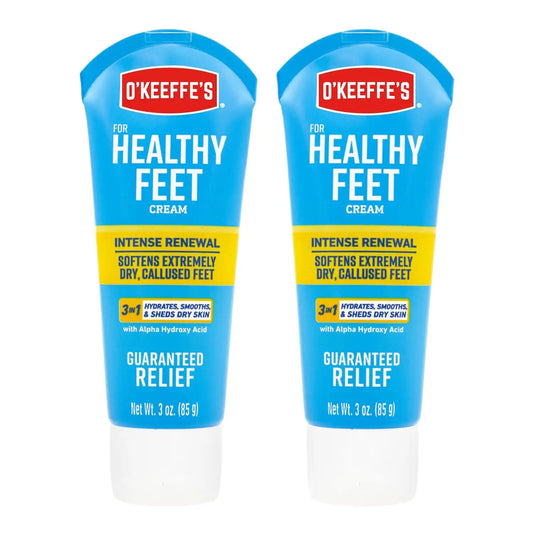 O'Keeffe's for Healthy Feet Intense Renewal Cream with Urea & Alpha Hydroxy Acid - 3 oz Tube - Chemically Exfoliates and Softens Extremely Callused, Dry Feet (Pack of 2)