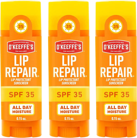 OKeeffes Lip Repair SPF 35 Balm, Moisturizer for Cracked Lips, 3-Pack